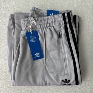 adidas Silver Adicolor Classics High-Shine Straight Leg Track Pants in Small
